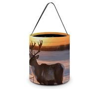 GHBNK Halloween Trick Or Treat Bags Deer on Snowfield in Sunrise Halloween Treat Bags Halloween Bags Candy Basket Tote, Style, One Size