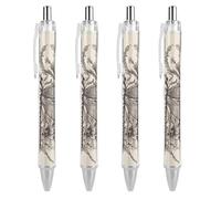 GHBNK Hand Drawn Floral Dragonfly Ballpoint Pens Retractable Ball Point Pens Black Ink 0.5mm Fine Point Smooth Writing Pen Office Supplies 4 PCS