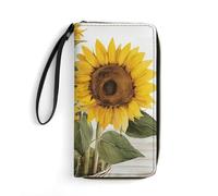 GHBNK Happy Mother Day Wallets for Women Long Wristlet Leather Wallets with Zipper Holder Large Capacity Coin Pocket, Alluring Sunflowers Summer, 19.7x10.5cm