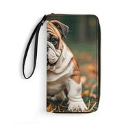 GHBNK Hungry Like A Wolf Wallets for Women Long Wristlet Leather Wallets with Zipper Holder Large Capacity Coin Pocket, cute bulldog, 19.7x10.5cm, Modern
