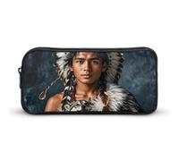 GHBNK Indigenous People And Wolves Pencil Case Holder Large Capacity Pencil Pouch - Holds 60+ Pens, Slim Pen Bag with Zipper Cosmetic Makeup Bag & Travel Toiletry Organizer