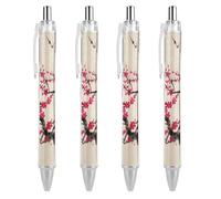 GHBNK Japanese Floral Cherry Blossom Ballpoint Pens Retractable Ball Point Pens Black Ink 0.5mm Fine Point Smooth Writing Pen Office Supplies 4 PCS