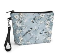 GHBNK Light Blue Style Makeup Bag Wide-Open Travel Bag Organizer for Toiletry Make Up Cosmetic Waterproof Portable Zipper Pouch Purse Lightweight Small Makeupbag Gift for Women