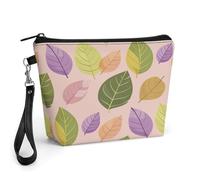 GHBNK Light Green Leaves Makeup Bag Wide-Open Travel Bag Organizer for Toiletry Make Up Cosmetic Waterproof Portable Zipper Pouch Purse Lightweight Small Makeupbag Gift for Women