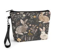 GHBNK Light Peach Rabbit Makeup Bag Wide-Open Travel Bag Organizer for Toiletry Make Up Cosmetic Waterproof Portable Zipper Pouch Purse Lightweight Small Makeupbag Gift for Women