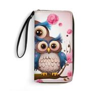 GHBNK Lighthouse Diamond Paint Wallets for Women Long Wristlet Leather Wallets with Zipper Holder Large Capacity Coin Pocket, Cute Owls, 19.7x10.5cm, Modern