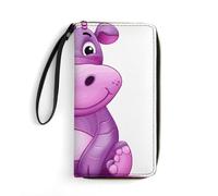 GHBNK Lighthouse Diamond Paint Wallets for Women Long Wristlet Leather Wallets with Zipper Holder Large Capacity Coin Pocket, Cartoon purple hippo, 19.7x10.5cm, Modern