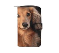 GHBNK Long Haired Dachshund Wallet for Men Women PU Leather Wallet Long Wallets Bifold Wallets with 12 Card Holder