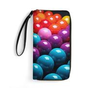 GHBNK Long Wristlet Wallets for Women Hearts And Stars Leather Wallets with Zipper Holder Large Capacity Coin Pocket Ladies Clutch Purses, Neatly Arranged Balls, 19.7x10.5cm