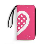 GHBNK Long Wristlet Wallets for Women Hearts And Stars Leather Wallets with Zipper Holder Large Capacity Coin Pocket Ladies Clutch Purses, Love Heart Surrounded by White Lines, 19.7x10.5cm