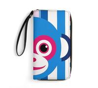 GHBNK Long Wristlet Wallets for Women Hearts And Stars Leather Wallets with Zipper Holder Large Capacity Coin Pocket Ladies Clutch Purses, Lucky Monkey Face, 19.7x10.5cm