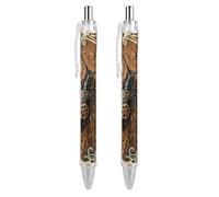 GHBNK Longhorn Beetle Bark Ballpoint Pens Retractable Ball Point Pens Black Ink 0.5mm Fine Point Smooth Writing Pen Office Supplies 2 PCS