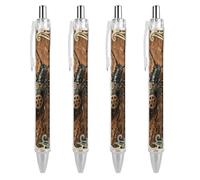 GHBNK Longhorn Beetle Bark Ballpoint Pens Retractable Ball Point Pens Black Ink 0.5mm Fine Point Smooth Writing Pen Office Supplies 4 PCS