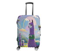GHBNK Love Alpaca Purple Luggage Cover, Love Alpaca Purple Design Suitcase Protector, Personalized Stretchable Washable Travel Sleeve for 19-32 Inch Luggage X-Large, white, S, Love Alpaca Purple