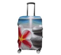 GHBNK Luggage Covers for Suitcase Travel Luggage Case Cover Tropical Flower And Zen Stone Luggage Protector Suitcase Cover Washable Stretch Suitcase Protector Fits 19-32 Inch Luggage, style, Small