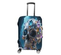 GHBNK Magic Crystal Metal Skull Luggage Cover, Magic Crystal Metal Skull Design Suitcase Protector, Personalized Stretchable Washable Travel Sleeve for 19-32 Inch Luggage X-Large, white, M, Magic