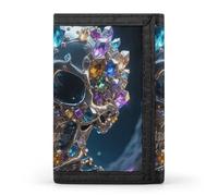 GHBNK Magic Crystal Metal Skull Small Wallet Trifold Wallets Purse with 1 Cash Compartment And 8 Card Slots Money Clip