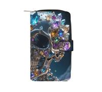 GHBNK Magic Crystal Metal Skull Wallet for Men Women PU Leather Wallet Long Wallets Bifold Wallets with 12 Card Holder