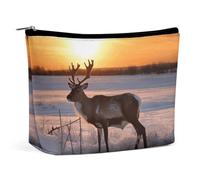 GHBNK Makeup Bags for Women Portable Cosmetic Bag Deer on Snowfield in Sunrise Travel Makeup Case Organizer Toiletry Bag, style, One Size