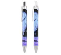 GHBNK Melting Clock Ballpoint Pens Retractable Ball Point Pens Black Ink 0.5mm Fine Point Smooth Writing Pen Office Supplies 2 PCS