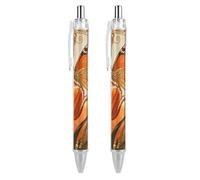 GHBNK Monarch Tulip Blossom Ballpoint Pens Retractable Ball Point Pens Black Ink 0.5mm Fine Point Smooth Writing Pen Office Supplies 2 PCS