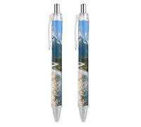 GHBNK Natural Mountain View Ballpoint Pens Retractable Ball Point Pens Black Ink 0.5mm Fine Point Smooth Writing Pen Office Supplies 2 PCS