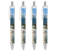 GHBNK Natural Mountain View Ballpoint Pens Retractable Ball Point Pens Black Ink 0.5mm Fine Point Smooth Writing Pen Office Supplies 4 PCS