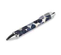 GHBNK Navy Blue Flowers Ballpoint Pens Retractable Ball Point Pens Black Ink 0.5mm Fine Point Smooth Writing Pen Office Supplies 1 PCS