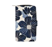 GHBNK Navy Blue Flowers Wallet for Men Women PU Leather Wallet Long Wallets Bifold Wallets with 12 Card Holder