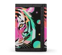GHBNK Neon Tiger Art Wild Animal Wildlife Small Wallet Trifold Wallets Purse with 1 Cash Compartment And 8 Card Slots Money Clip