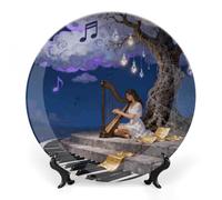 GHBNK Note Cloud Tree Ceramic Decorative Plates Personalized Bone China Decorative Plate Display Dish Dessert Plate Decoratives Porcelain Dinner Home for Birthday Christmas Gifts 8inch