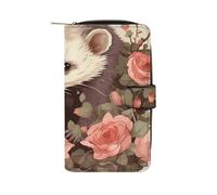 GHBNK Opossum And Roses Wallet for Men Women PU Leather Wallet Long Wallets Bifold Wallets with 12 Card Holder