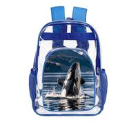 GHBNK Orca Killer Whale Clear Backpack Large PVC Transparent Bag Laptop Sleeve See Through Casual Backpacks, Blue, 43X32.5cm