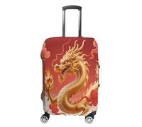 GHBNK Oriental Dragon Orb Luggage Cover, Oriental Dragon Orb Design Suitcase Protector, Personalized Stretchable Washable Travel Sleeve for 19-32 Inch Luggage X-Large, white, S, Oriental Dragon Orb
