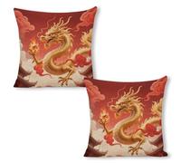 GHBNK Oriental Dragon Orb Throw Pillow Covers 18"x18"（2pcs） Pillows Decorative Couch Pillow Covers Living Room Sofa Bed Outdoor Pillows Summer Linen Pillowcases Farmhouse