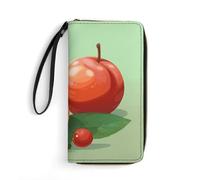 GHBNK Paint Splatter Backdrop Wallets for Women Long Wristlet Leather Wallets with Zipper Holder Large Capacity Coin Pocket, Peach Fruit, 19.7x10.5cm, Modern