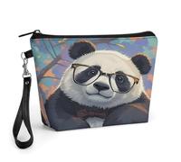 GHBNK Panda with A Tilted Head Makeup Bag Wide-Open Travel Bag Organizer for Toiletry Make Up Cosmetic Waterproof Portable Zipper Pouch Purse Lightweight Small Makeupbag Gift for Women