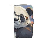 GHBNK Panda with A Tilted Head Wallet for Men Women PU Leather Wallet Long Wallets Bifold Wallets with 12 Card Holder
