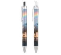 GHBNK Passenger Plane after Rain Ballpoint Pens Retractable Ball Point Pens Black Ink 0.5mm Fine Point Smooth Writing Pen Office Supplies 2 PCS
