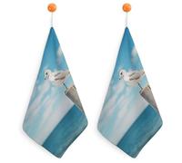 GHBNK Perched on Wooden Pillar Hand Towels Ultra Soft Absorbent Dish Towel Hanging Dish Towels Quick Drying Towel for Use in Kitchen Bathroom Home Decor 2PCS