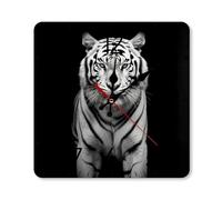 GHBNK Personalized Black and White Tiger Wall Clock Silent Non-Ticking Clock 9.8 Inch Small Classic Square Decorative Digital Clocks for Kitchen, Living Room, Office, Bedroom, Bathroom