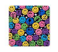 GHBNK Personalized Colorful Happy Faces Wall Clock Silent Non-Ticking Clock 9.8 Inch Small Classic Square Decorative Digital Clocks for Kitchen, Living Room, Office, Bedroom, Bathroom
