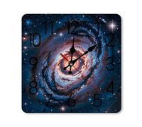 GHBNK Personalized Planet Stars and Galaxy Wall Clock Silent Non-Ticking Clock 9.8 Inch Small Classic Square Decorative Digital Clocks for Kitchen, Living Room, Office, Bedroom, Bathroom