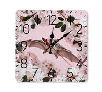 GHBNK Personalized Sugar Glider Over Cherry Blossoms Wall Clock Silent Non-Ticking Clock 9.8 Inch Small Classic Square Decorative Digital Clocks for Kitchen, Living Room, Office, Bedroom, Bathroom
