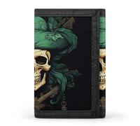 GHBNK Pirate Skull Small Wallet Trifold Wallets Purse with 1 Cash Compartment And 8 Card Slots Money Clip