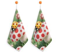 GHBNK Polka - Dot Ladybug Hand Towels Ultra Soft Absorbent Dish Towel Hanging Dish Towels Quick Drying Towel for Use in Kitchen Bathroom Home Decor 2PCS