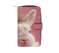 GHBNK Rabbit Wearing A Crown Wallet for Men Women PU Leather Wallet Long Wallets Bifold Wallets with 12 Card Holder
