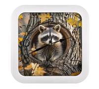 GHBNK Raccoon in The Fall Tree Hole Wall Clock Silent Non-Ticking Clock 10 Inch Personalized Classic Square Decorative Digital Clocks for Kitchen, Living Room, Office, Bedroom, Bathroom