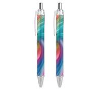GHBNK Rainbow Colored Swirl Ballpoint Pens Retractable Ball Point Pens Black Ink 0.5mm Fine Point Smooth Writing Pen Office Supplies 2 PCS