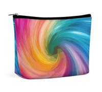 GHBNK Rainbow Colored Swirl Cosmetic Bag Portable Toiletry Bag Travel Makeup Bags Makeup Organizer Lipstick Bags for Women, Rainbow Colored Swirl, One Size